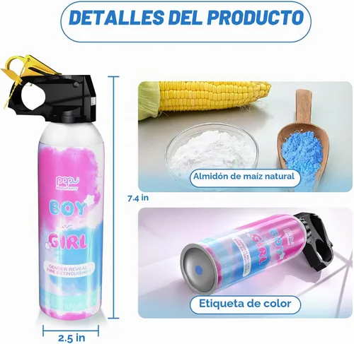 Vista 5 de POPUPARTY Blue Gender Reveal Extintor Paquete de 2 bombas de humo