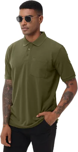 Vista 2 de Polo de manga corta para hombre, absorbe la humedad, secado rápido, con bolsillo