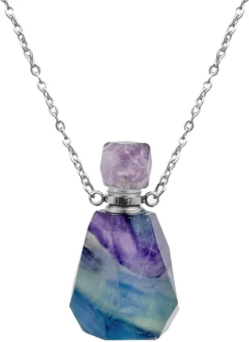 Vista 41 de Perfume Bottle Necklace Heart Shape, Amethyst Necklace Healing Crystal for Women, Essential Oil Diffuser Bottle Necklace Jewelry for Liquid