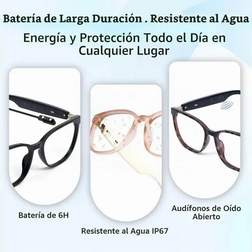 Vista 5 de Gafas inteligentes LOANGYUNFONE AI con traducción en tiempo real y asistente de voz Bluetooth Audio Sunglasses, Noise-Cancelling Calls & Music