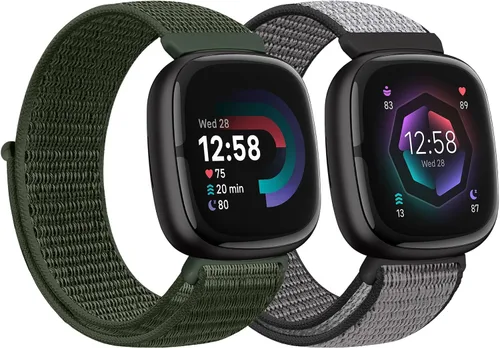 Vista 25 de Correas de nailon compatibles con Fitbit Versa 4/Sense 2/Versa 3/Fitbit Sense, correa de repuesto ajustable deportiva suave transpirable