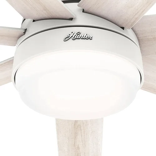 Vista 10 de Hunter Ventilador de techo blanco mate con WiFi de 60 pulgadas con kit de luz LED y control de pared