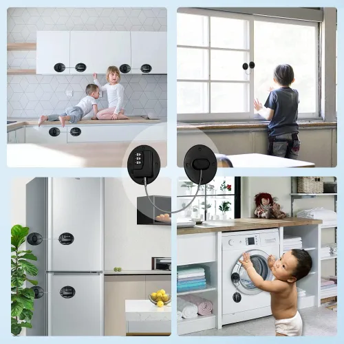 Vista 6 de AOSITE Cerradura digital sin llave: pestillos multiusos a prueba de niños para refrigerador, congelador, gabinete, cajón y armario, cerradura
