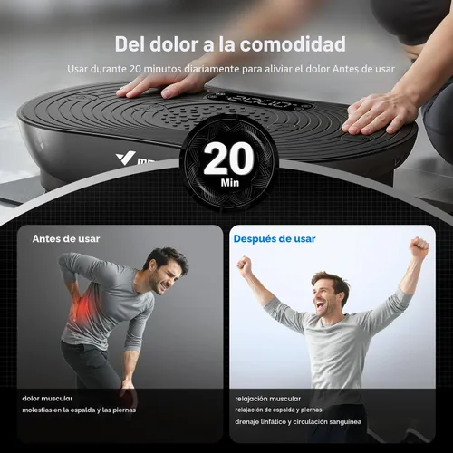 Vista 5 de MERACH - Máquina de ejercicios con placa de vibración, plataforma vibratoria para drenaje linfático, pérdida de peso, activación muscular