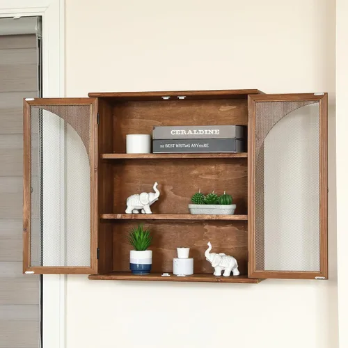 Vista 9 de COLLECTIVE HOME - Armario organizador de pared de 24 pulgadas, gabinete de baño de madera maciza con puerta arqueada, ya montado, 22 x 8 x 24