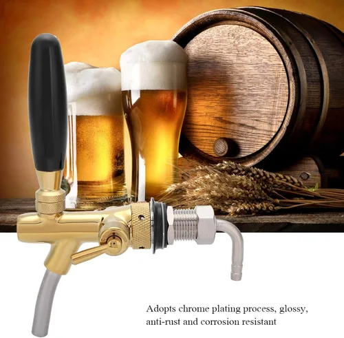 Vista 7 de Grifo de cerveza con control de flujo, grifo de cerveza ajustable de vástago largo, grifo de barril de cerveza Adurable, vástago cromado G5/8 grifo