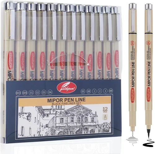 Vista 9 de GETHPEN - Juego de 6 marcadores multipunto negros de punta fina, marcadores de tinta archivada impermeable para dibujo, ilustración artística