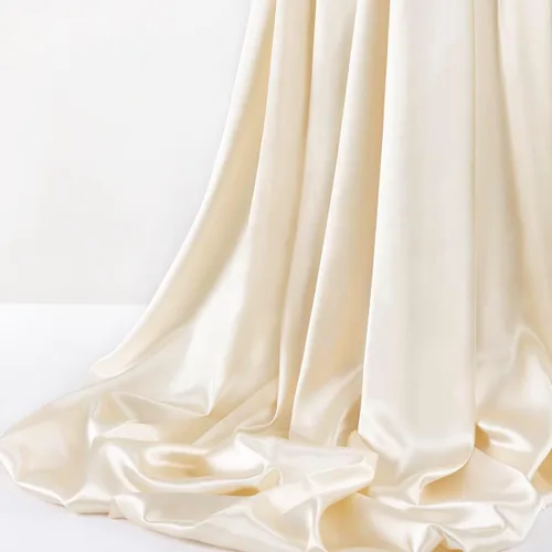 Vista 4 de MLMW Tela de satén Charmeuse beige de 3 yardas y 60 pulgadas de ancho, tela de satén Charmeuse sedosa por yarda, tela suave para vestidos de boda