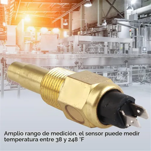 Vista 2 de Sensor de temperatura del agua del motor, sensor de temperatura de enfriamiento del refrigerante de rosca macho de latón NPT de 3/8 pulgadas