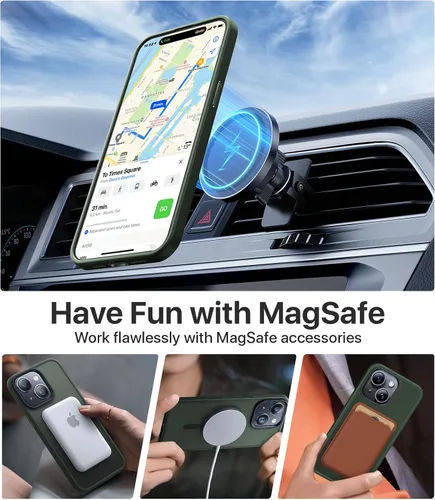 Vista 2 de CAHEJILU Funda magnética para iPhone 13 y iPhone 14 [compatible con MagSafe], [probada en caídas de grado militar de 10 pies], funda protectora a