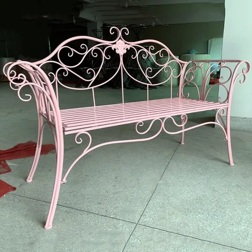 Vista 6 de FQMYLTYN Banco de jardín retro, banco de jardín de metal para exteriores, 2 plazas con respaldo y reposabrazos de diseño curvo, sillas de dos plazas