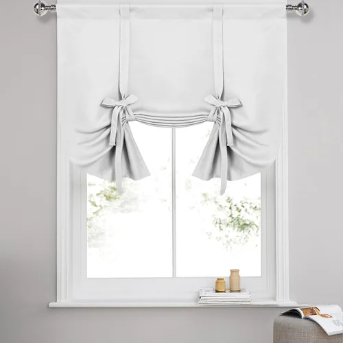 Vista 45 de DWCN Cortinas Opacas - Persiana Enrollable con Lazos para Ventana, Aislamiento Térmico, Oscurecimiento de Habitación, Cortinas con Bolsillo