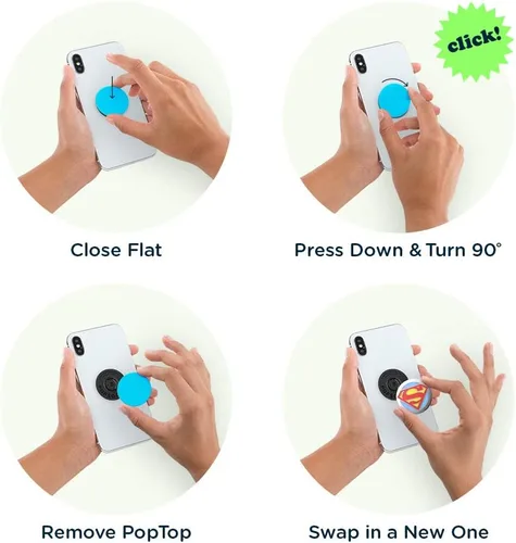 Vista 7 de PopSockets Agarre para teléfono con soporte expandible, empuñaduras de CC esmaltadas - Esmalte Superman