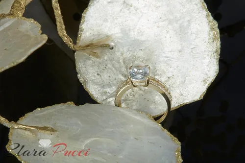Vista 2 de Anillo de compromiso de 3,50 quilates con diamante de imitación de oro amarillo de 14 k