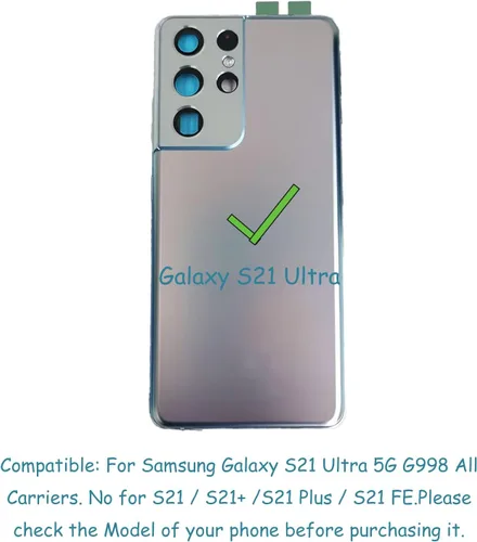 Vista 6 de Galaxy S21 Ultra - Carcasa de repuesto para Samsung Galaxy S21U S21 Ultra 5G SM-G998B G998U G998U1 G998U1 G998W con lente de cámara de vidrio
