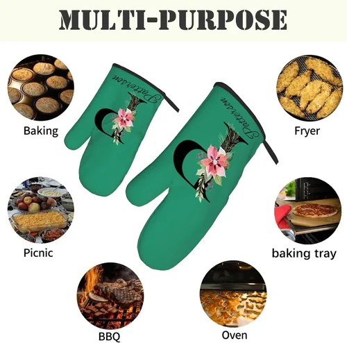 Vista 6 de Manoplas de horno personalizadas con nombre y foto, resistentes al calor y a la intemperie, para amigos y familia, como regalo de cocina, horneado