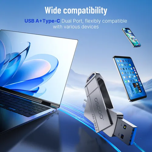 Vista 5 de Unidad SSD USB de 128 GB, hasta 550 MB/s Dual USB-A y C Pulgar Drive Compatible con Android, PC, Mac, iPhone 15/15/16, respaldo, doble puerto
