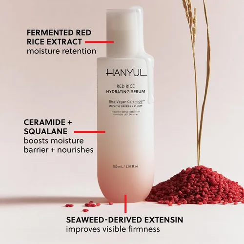 Vista 2 de HANYUL Suero Hidratante de Arroz Rojo con Ceramida Vegana Cuidado de la piel coreano para hidratación profunda, brillo radiante de la piel