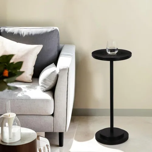 Vista 8 de COVLON Mesa de bebidas, mesa de Martini tallada, mesa auxiliar pequeña, mesa de pedestal con base pesada para sala de estar, dormitorio, espacio