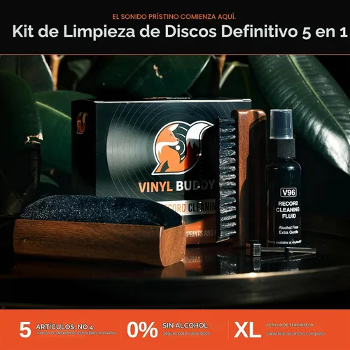 Vista 2 de Vinyl Buddy Kit de limpieza definitivo de discos de vinilo de 5 piezas Incluye: limpiador de discos - Cepillo de terciopelo, microfibra y lápiz