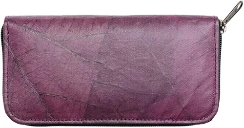 Vista 3 de Cartera de piel hecha a mano con cremallera para mujer tarjetas + dinero en efectivo + monedero