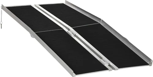 Vista 12 de HOMCOM Rampa plegable para silla de ruedas de aluminio texturizado, rampa de umbral portátil de 2 pies, para puertas, hogar, escalones, escaleras