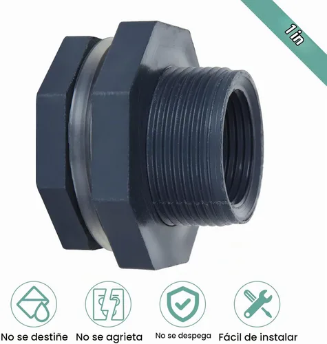Vista 4 de 10 unidades de montaje de mamparo de PVC de 1 pulgada, conector de tanque de agua de doble rosca para barriles de lluvia, acuarios, tanques de agua