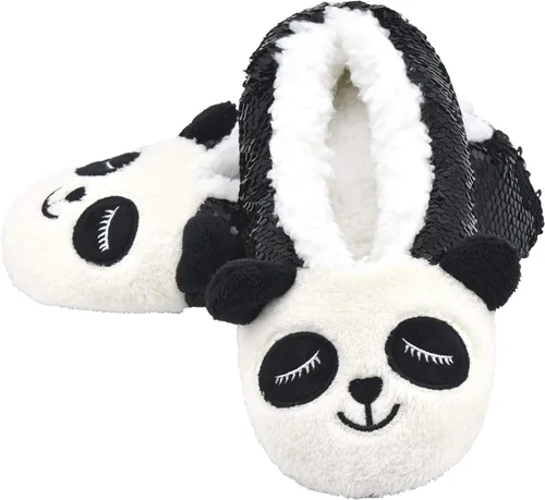 Vista 17 de Panda Bros - Pantuflas gruesas y cálidas para mujer con suela antideslizante, zapatos de casa con diseño de personajes, pantuflas novedosas