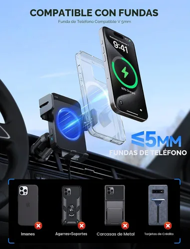 Vista 6 de MOKPR Cargador inalámbrico para automóvil, 15 W, sujeción automática, cargador de automóvil, salpicadero, parabrisas, ventilación de aire, soporte