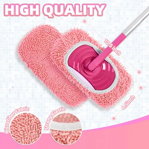 Vista 3 de Juego de 4 almohadillas de felpilla reutilizables color rosa