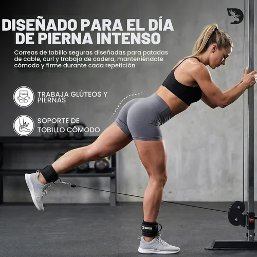 Vista 2 de DMoose Ankle Strap for Cable Machine - One Size Fit with Premium Padding, Workout Kickback Ankle Cuffs, Ankle Bands for Working Out, Booty Workouts