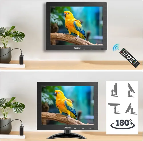 Vista 5 de Monitor pequeño de 9.7 pulgadas 1024 x 768, monitor portátil 4:3 con puerto USB, HDMI, VGA, AV, BNC, 60Hz, VESA, altavoz incorporado, control remoto