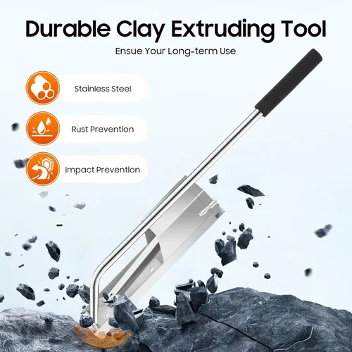 Vista 3 de Extrusora profesional de arcilla de acero inoxidable, herramienta de montaje en pared resistente con 4 moldes y llave para estudio de cerámica