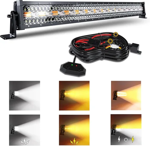 Vista 10 de [Usado] Barra de luz LED de 12 pulgadas y 72 W, luz estroboscópica blanca/ámbar con seis modos, luces antiniebla de conducción, haz de luz