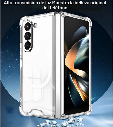 Vista 3 de Funda magnética transparente para Samsung Galaxy Z Fold 5, compatible con MagSafe