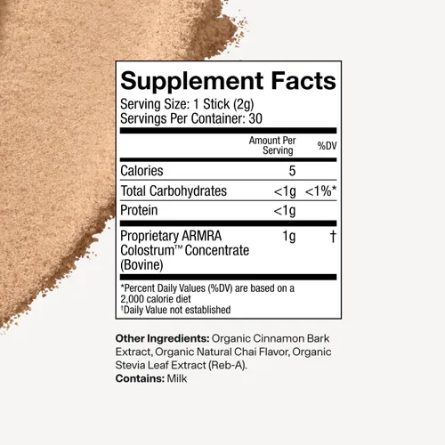 Vista 7 de ARMRA Polvo de calostro Arctic Chai Salud intestinal e hinchazón Piel y cabello Inmunidad Keto, gluten y sin grasa 30 porciones