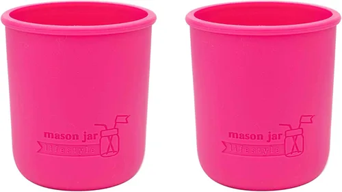 Vista 14 de Mason Jar Lifestyle Pinta de boca ancha de silicona de 16 onzas para proteger la pelota, Kerr, tarros de conservas (4, Americana Multicolor)