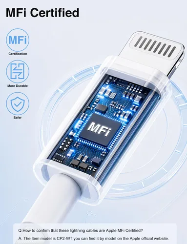 Vista 3 de Cable USB C a Lightning de 3/3 pies [certificado Apple MFi], cable tipo C a Lightning trenzado de nailon trenzado, cable de carga USBC a Lightning