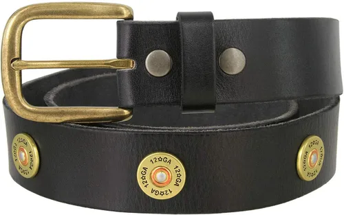 Vista 2 de Shotgun Shell Concho - Cinturón de piel de mezclilla casual genuino, 1.496in de ancho