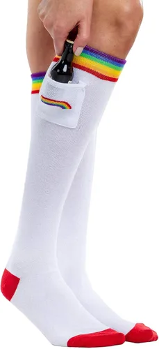 Vista 2 de Tipsy Elves Calcetines arcoíris para hombres y mujeres, divertidos y brillantes calcetines PRIDE para festivales de orgullo, desfiles y trajes retro