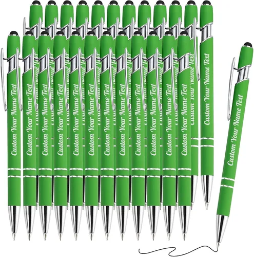 Vista 38 de 12 unidades de bolígrafos personalizados a granel con nombre grabado gratis, bolígrafos de bola personalizados con lápiz óptico, mensaje de texto