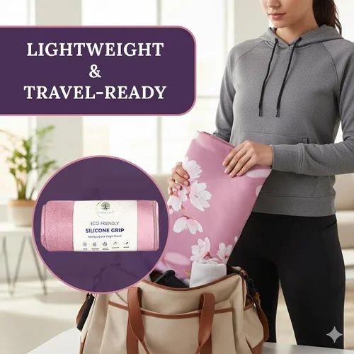 Vista 7 de Toalla antideslizante para esterilla de yoga caliente para yoga, toalla de yoga lavable a máquina con agarre de silicona, secado rápido y súper