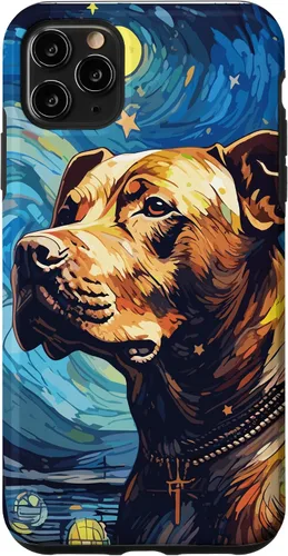 Vista 13 de Funda para iPhone 16 Pitbull Starry Night para perro, mamá, perro, papá