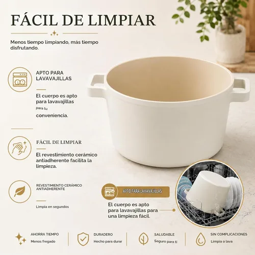Vista 6 de Fika NEOFLAM FIKA - Olla profunda para estufas e inducción, tapa de vidrio con perilla de madera, fabricada en Corea