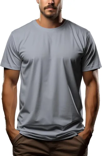Vista 14 de Camiseta de alta calidad para hombre, 7.1 oz/yd² de algodón puro con cuello redondo