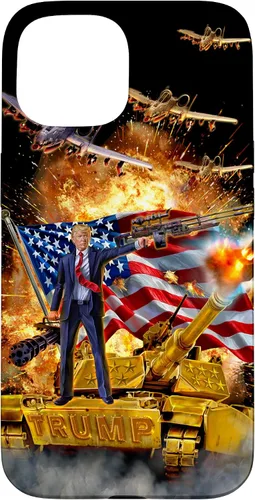 Vista 6 de iPhone 16 Presidente Donald Trump monta una funda dorada