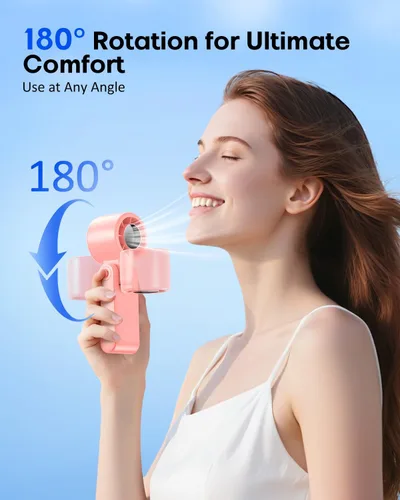 Vista 7 de Ventilador de mano turbo portátil 4 en 1 [15000 RPM], batería de 5200 mAh, tiempo de funcionamiento de 12 horas, ventilador personal plegable 3 en 1