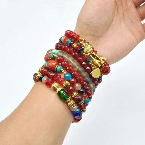 Vista 3 de VONRU - Conjuntos de pulseras bohemias para mujer, 6 juegos de pulseras elásticas apilables multicolor, estilo hippie, joyas finas