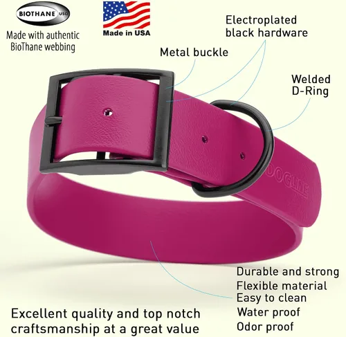 Vista 242 de Dogline Biothane - Collar impermeable para perro con hebilla de liberación rápida, resistente cincha de nailon recubierta con resistente y a prueba