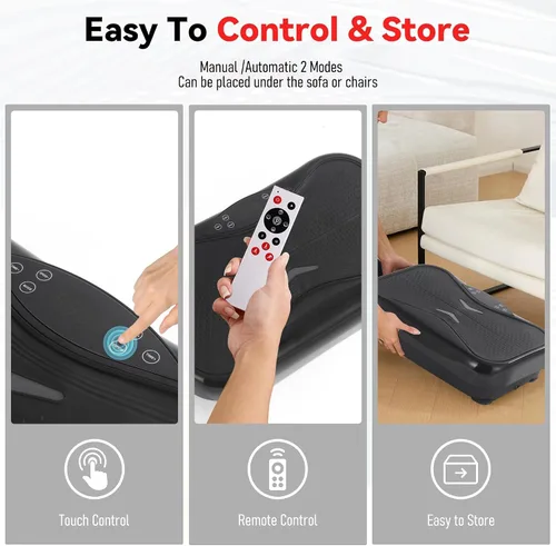 Vista 4 de Whole Body Vibration Plate Exercise Machine – Power Vibrating Plate for Lymphatic Drainage Weight Loss, Shake Plate Exercise Platform with Touch
